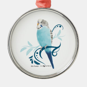 Blue Parakeet Metal Ornament