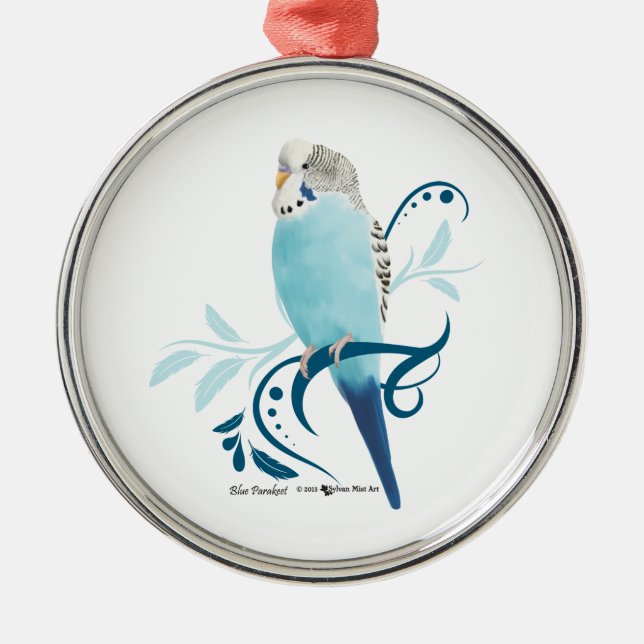 Blue Parakeet Metal Ornament (Front)