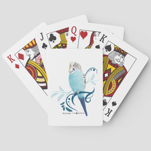Blue Parakeet Playing Cards (Back)
