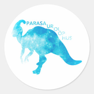 Blue Parasaurolophus - Choose background colour Classic Round Sticker