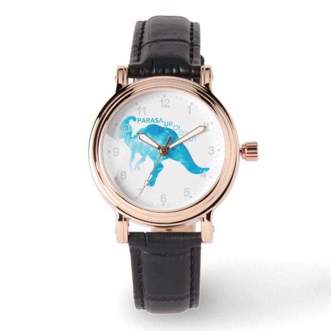 Blue Parasaurolophus - Choose background colour Watch (Front)