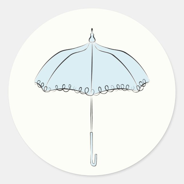 Blue Parasol Classic Round Sticker (Front)
