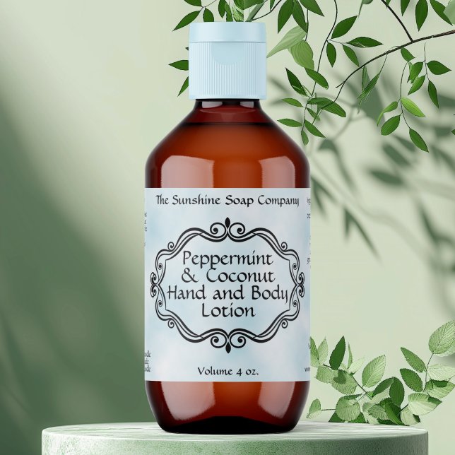 Blue parchment vintage frame cosmetic label (Créateur téléchargé)