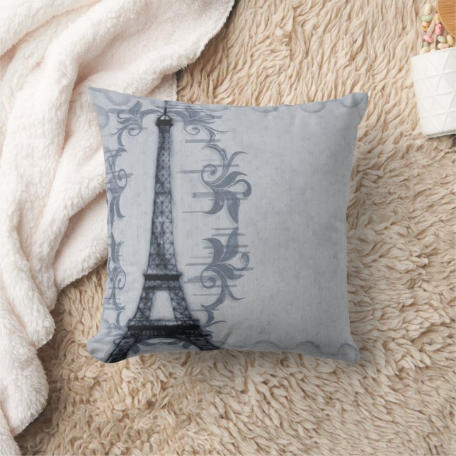 Blue Paris Grunge American MoJo Pillow (Blanket)