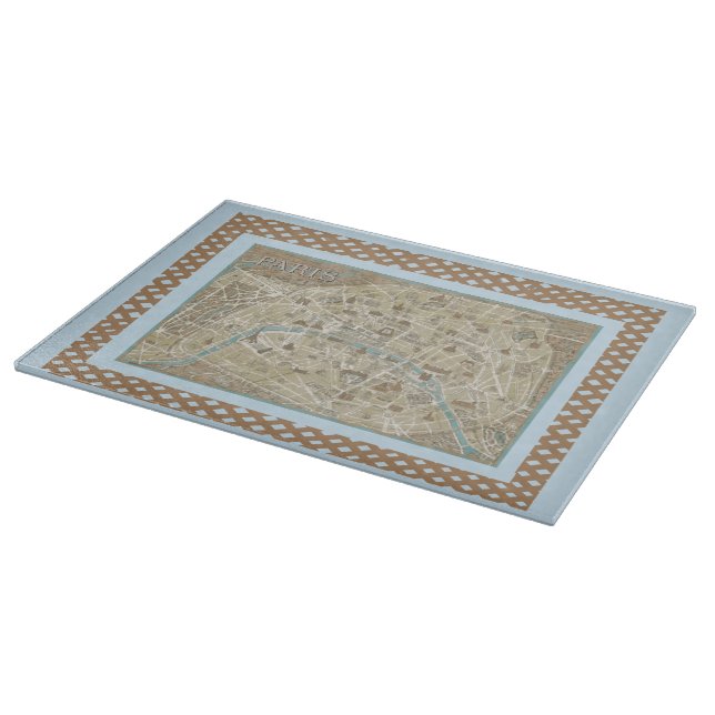  Blue PARIS MAP  Topiary   Cutting Board (Corner)