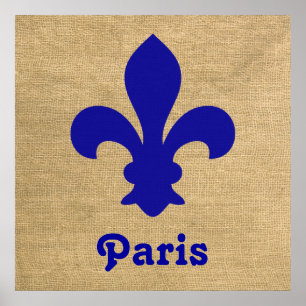 Blue Parisian Moods Fleur de Lys Poster