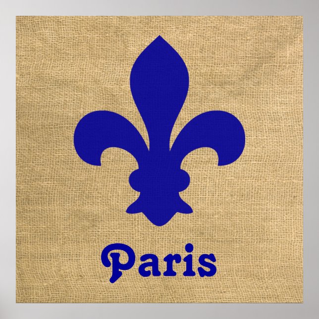 Blue Parisian Moods Fleur de Lys Poster (Front)