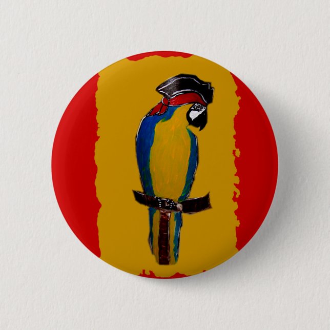Blue Parrot 2 Inch Round Button (Front)