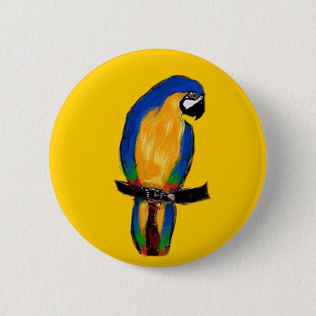 Blue Parrot 2 Inch Round Button (Front)