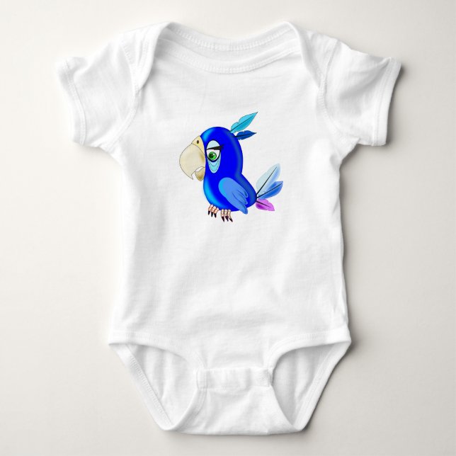 Blue Parrot Baby Bodysuit (Front)