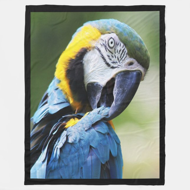 Blue Parrot Fleece Blanket (Front)