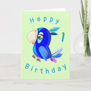 Blue Parrot Funny Birthday Card - Customizable