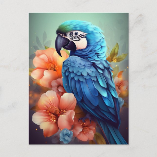 "Blue Parrot Greeting Cards (Front)