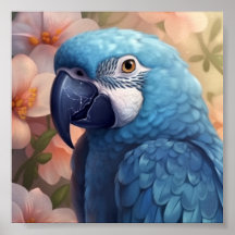 Blue Parrot Greeting Cards 