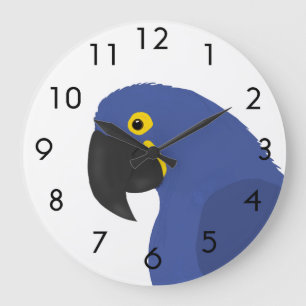 Blue Parrot Large Clock