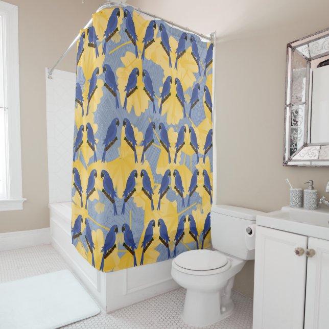 Blue Parrot Shower Curtain (In Situ)