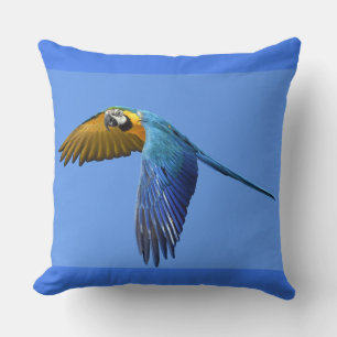 Blue Parrot Throw Pillow