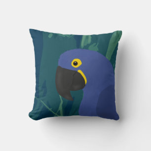 Blue Parrot Throw Pillow