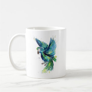 Blue Parrot Watercolor Coffee Mug