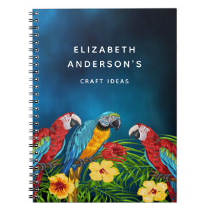 Blue parrots crafts name notebook