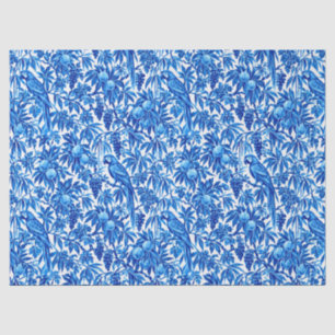 Blue Parrots in a Tropical Garden Tissue Paper