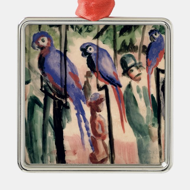 Blue Parrots Metal Ornament (Front)