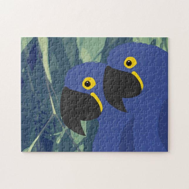 Blue Parrots Puzzle, 11" x 14", 252 pieces Jigsaw Puzzle (Horizontal)