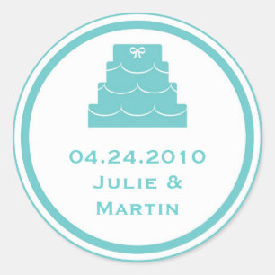 Blue party cake wedding favour tag seal label
