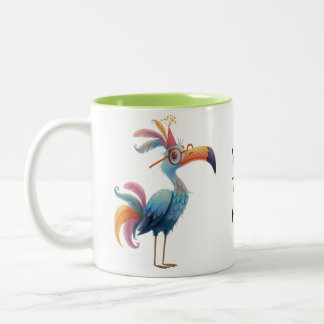 Blue Party Flamingo – Celebration Bird in a Hat Two-Tone Coffee Mug