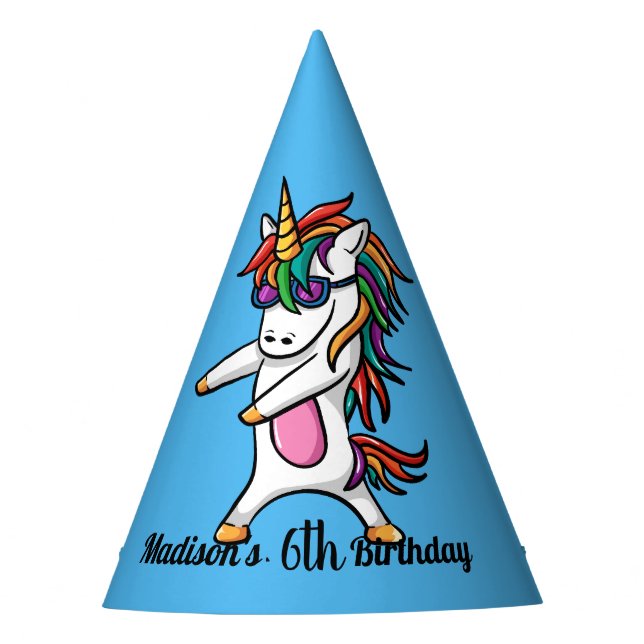 Blue Party Like A Unicorn Birthday Hat (Front)