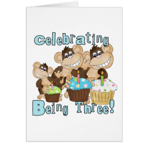 Blue Party Monkeys 3e anniversaire T-shirts et cad