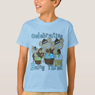 Blue Party Monkeys 3rd Birthday T-shirts and Gifts