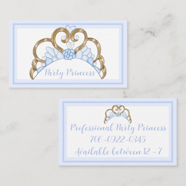 Blue Party Princess Business Card (Front/Back)