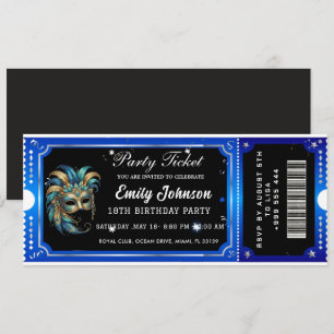  blue party ticket invitations 