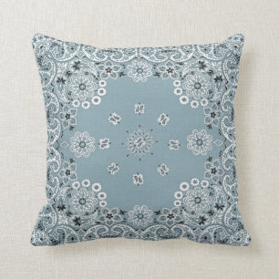 blue pasely bandana throw pillow