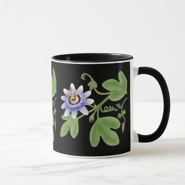 Blue Passion Flower Vine Mug (Right)