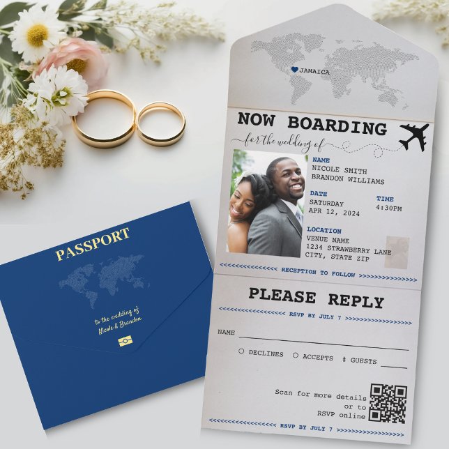 Blue Passport Jamaica Destination Wedding All In One Invitation (Blue Passport Jamaica Destination Wedding All In One Invitation)