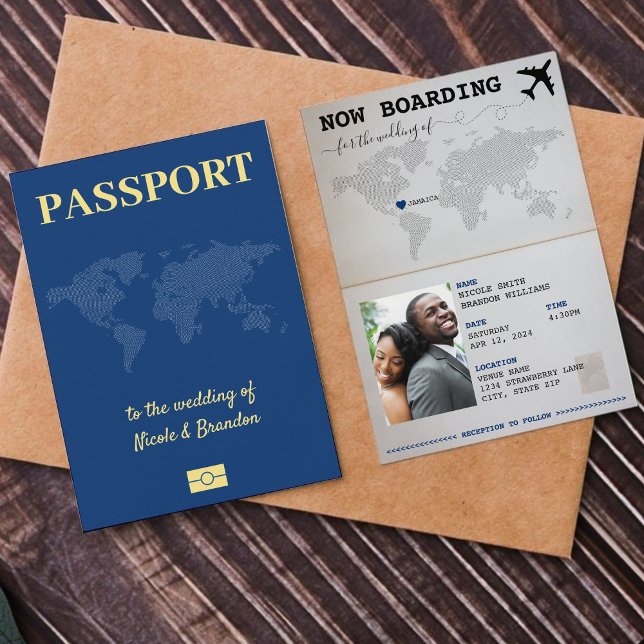 Blue Passport Jamaica Destination Wedding Invitation (Blue Passport Jamaica Destination Wedding Invitation)