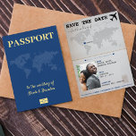 Blue Passport Jamaica Destination Wedding Save The Date<br><div class="desc">Blue passport Jamaica destination wedding save the date card.  Personalize it with your event details.  Move the heart to the location of your wedding.</div>