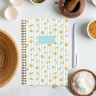 Blue Pasta Shapes Personalized Notebook