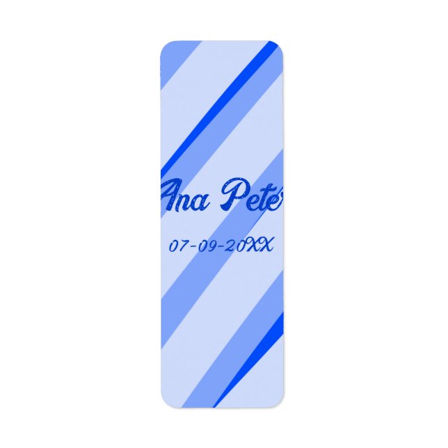 Blue pastel add name date boho retro lines pattern (Front)