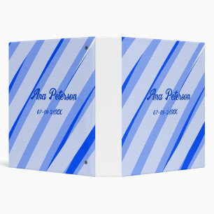 Blue pastel add name date boho retro lines pattern binder