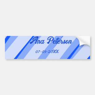 Blue pastel add name date boho retro lines pattern bumper sticker