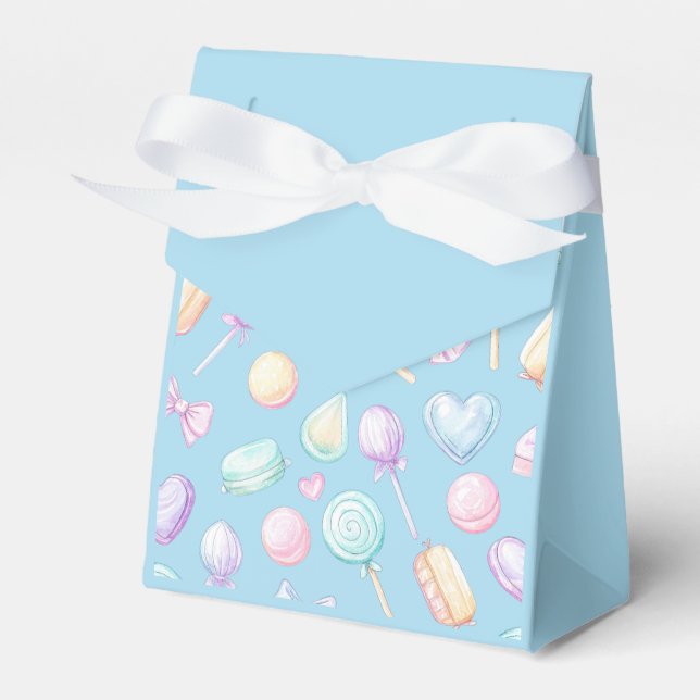 "Blue Pastel Balloon and Heart Favour Box" Favor Box (Front Side)