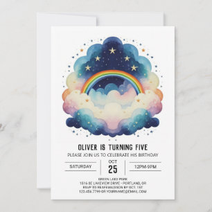 Blue Pastel Clouds Birthday Invitation