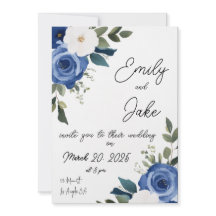 Blue Pastel Floral Faire-part de mariage