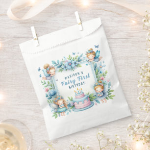 Blue Pastel Floral Fairy First Birthday - Favour Bag