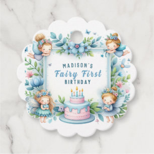 Blue Pastel Floral Fairy First Birthday - Favour Tags