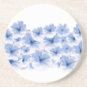 Blue pastel flower floral watercolor paint coaster