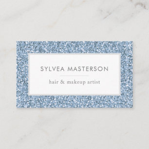 Blue Pastel Glitter Modern Minimal Business Card
